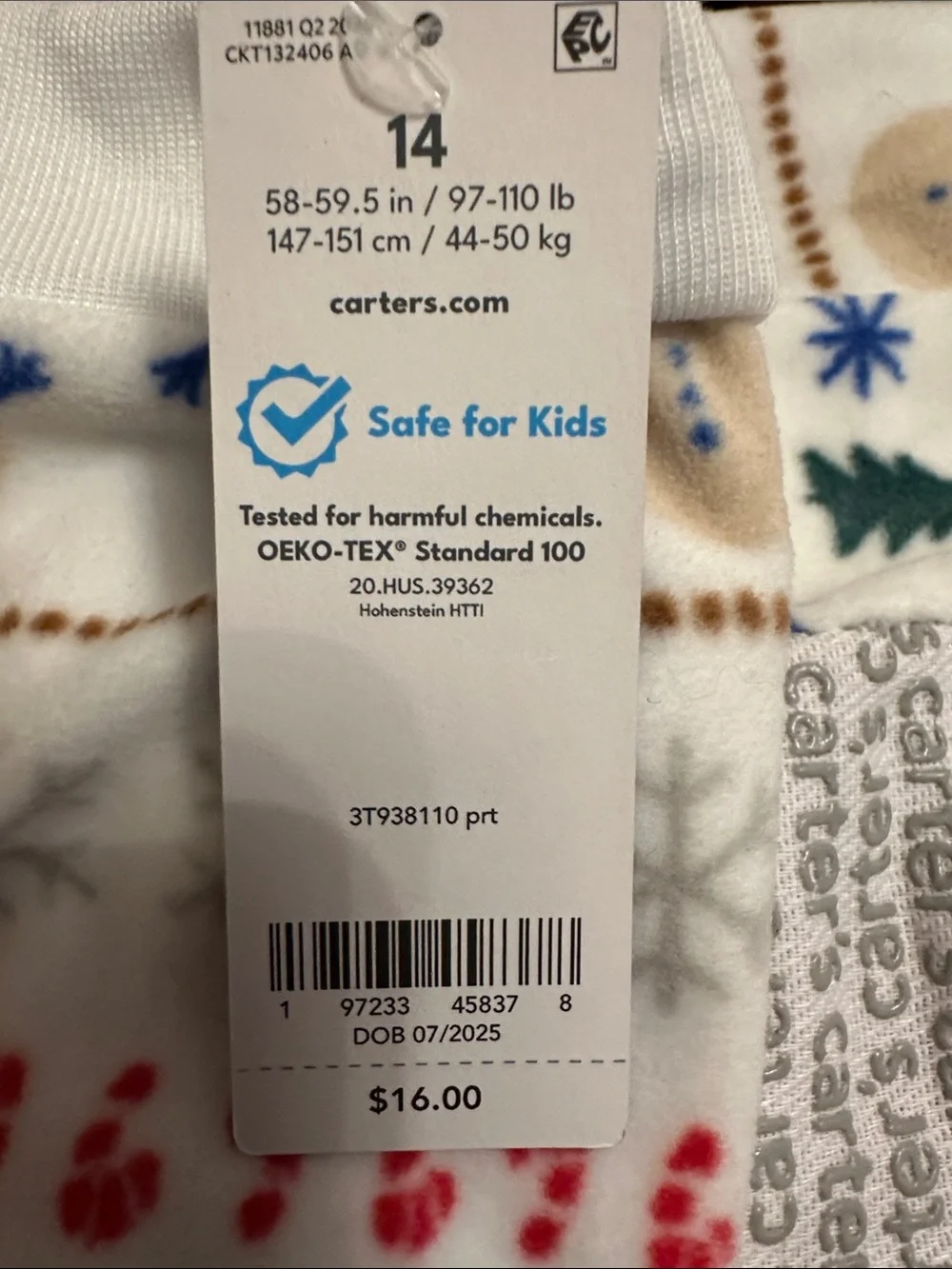 Carter's Cream Footed One-Piece Pajama with Multicolor Fair Isle Print